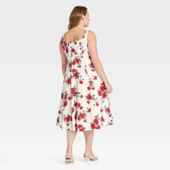 AVA & VIV White Rose Floral Midi Sun Dress sz 20 NWT - Picture 3 of 3